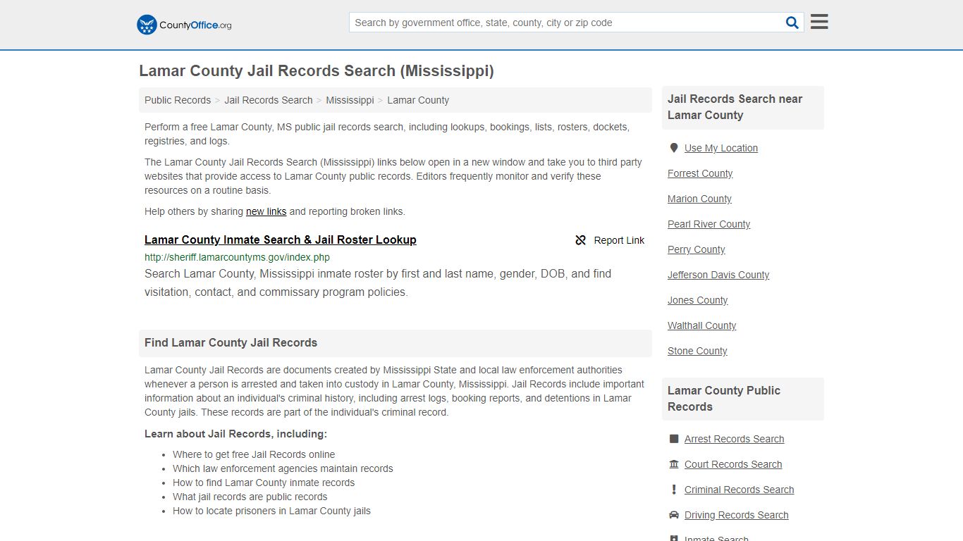 Jail Records Search - Lamar County, MS (Jail Rosters & Records)